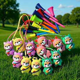 高尔夫发光球钉LED闪光球tee 83mm卡通图案韩国热卖手工防丢绳tee