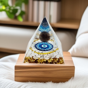 Cross-border Resin Ornaments Blue Eyes Series Energy Stone Pyramid Ornaments Devil's Eye Living Room Home Ornaments