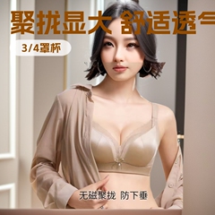 内衣小胸聚拢中厚杯显大舒适蕾丝胸罩上托收副乳防下垂调整型文胸