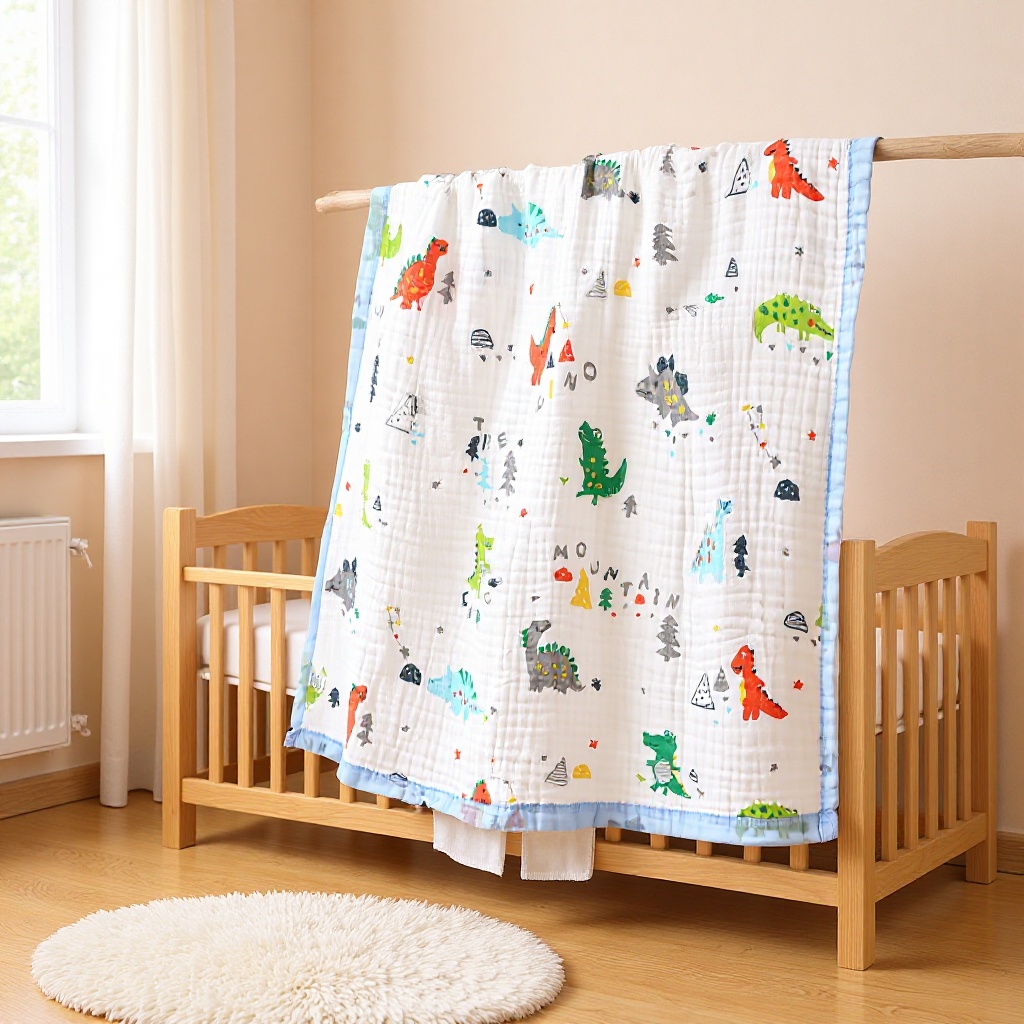 Anrunshu Gauze Bath Towel, Class A, Pure Cotton Baby Towel, Six Layers, 110*110, Suitable for All Seasons, Newborn