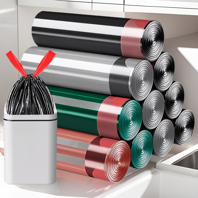 垃圾袋家用结实中大号抽绳清洁黑色厨房卫生间学生彩色宿舍酒店批