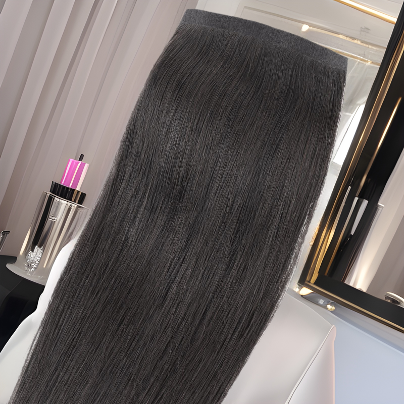 Real Hair Women's Long Straight Hair Piece Full Human Hair Wig Piece Plus Volume Fluffy Invisible Traceless Hair Extender in stock Wholesale