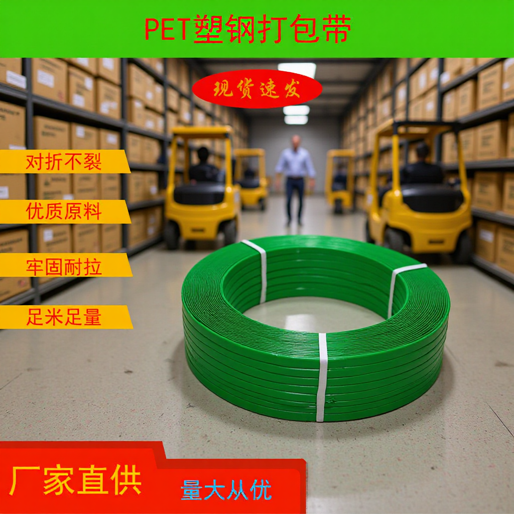 Manufacturer Wholesale Plastic Steel Straps Green Plastic Steel Straps Strong Pulling Straps Logistics Packaging Plastic Steel Straps Tension Straps