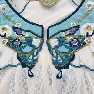 Fabric Embroidered Organza Metal Wire Embroidered Embroidered Hanfu Accessories Stereo Embroidered Cloud Shoulder Fairy Children's Wear Fake Collar