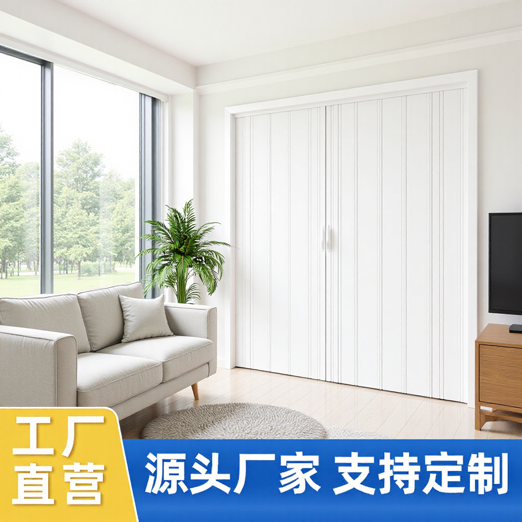 Partition Door for Kitchen, Bathroom, and Restroom, Folding Door, Aluminum Alloy, Trackless, No-Drill Sliding Door, Foldable