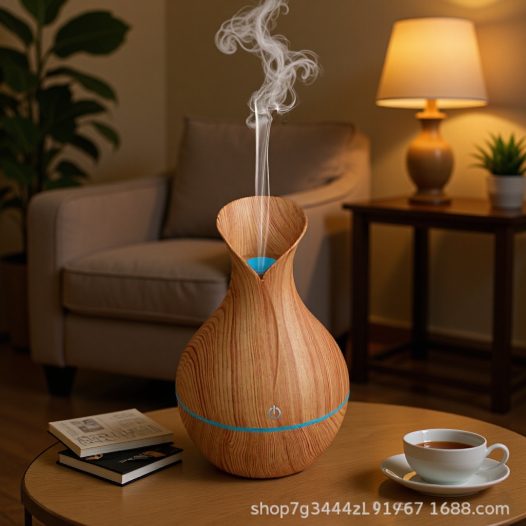 New Small Wood Grain Colorful Humidifier USB Rechargeable for Home Office Car Bedroom Humidifier Silent Aromatherapy