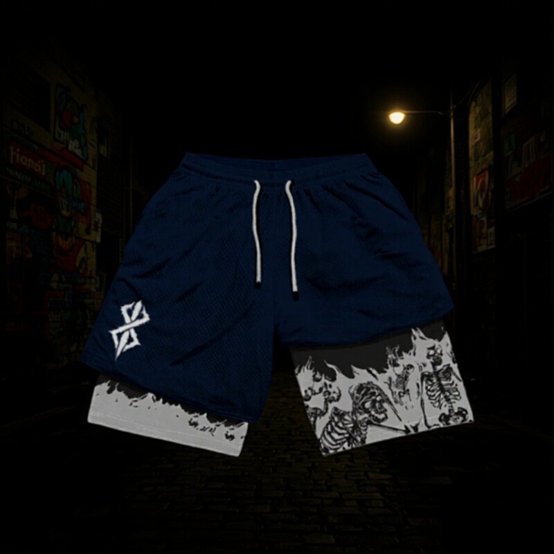 Berserk Guts Anime 3D Digital Print Men's 21 Double-Layer Short-Sleeved Popular Sports Shorts Mlb Short-Sleeved