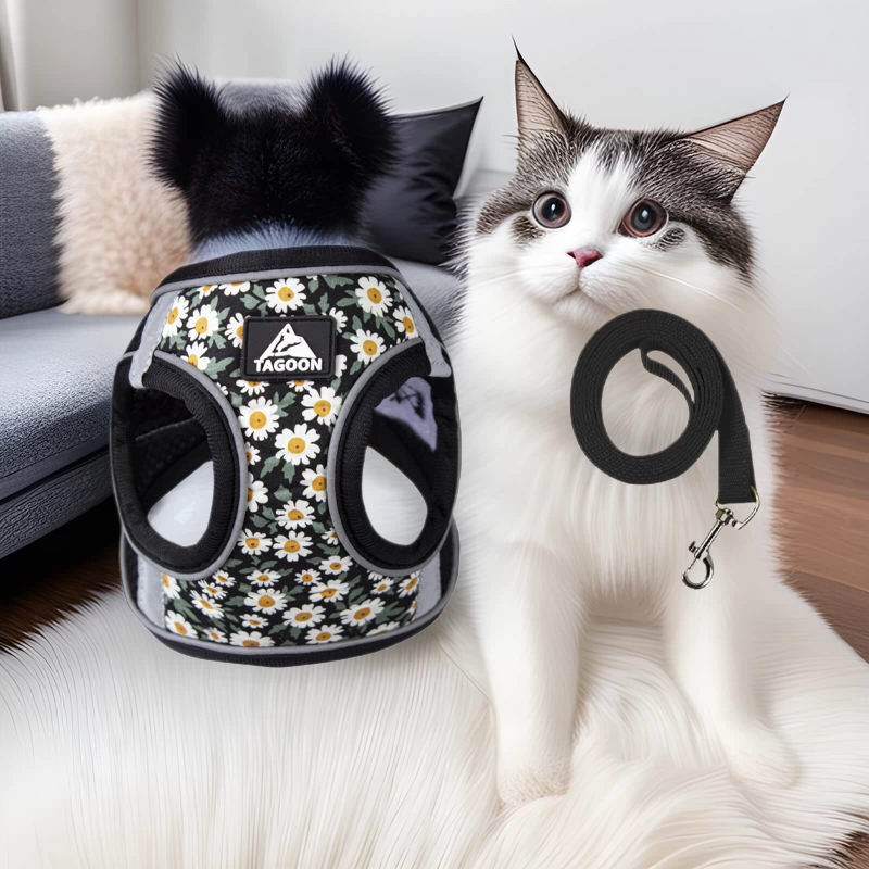 Трансграничная горячая распродажа печатная кошачья тяговая поводка удобна для взрывозащищенного броска для домашних животных