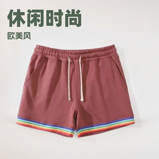 European and American Foreign Trade Men's Three-point Large-size Casual Shorts Amazon Independent Station Sports Outdoor Trendy Rainbow Pants