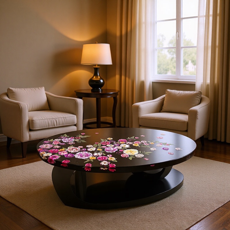 Customized Light Luxury Real Flower Inlaid Epoxy Resin Round Table Coffee Table for Living Room Home Use Tea Table Small Round Table Customized Light Luxury Real Flower Inlaid Epoxy Resin Round Table Coffee Table for Living Room Home Use Tea Table Small Round Table
