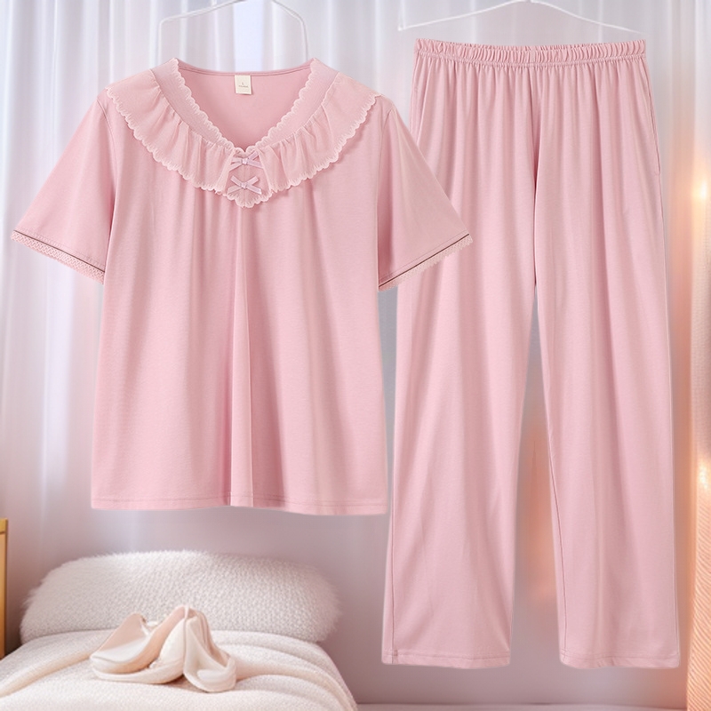 定制睡衣女夏季薄款天丝棉短袖夏天冰丝凉感大码高级感家居服套装