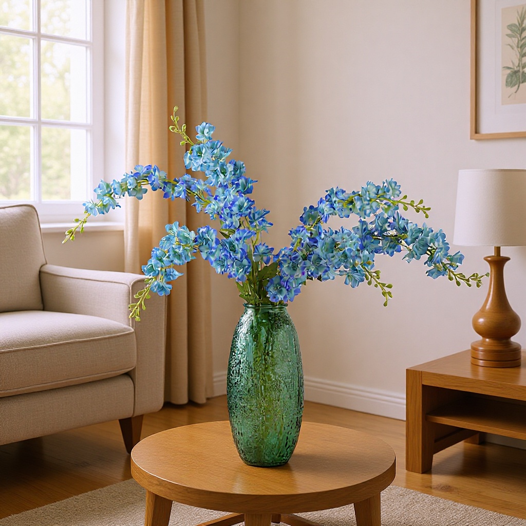 High-Quality Delphinium Artificial Flowers for Home Decoration, Model Room Flower Arrangement, Blue Dynamic Floral Materials, Living Room Ornaments, Floral Art