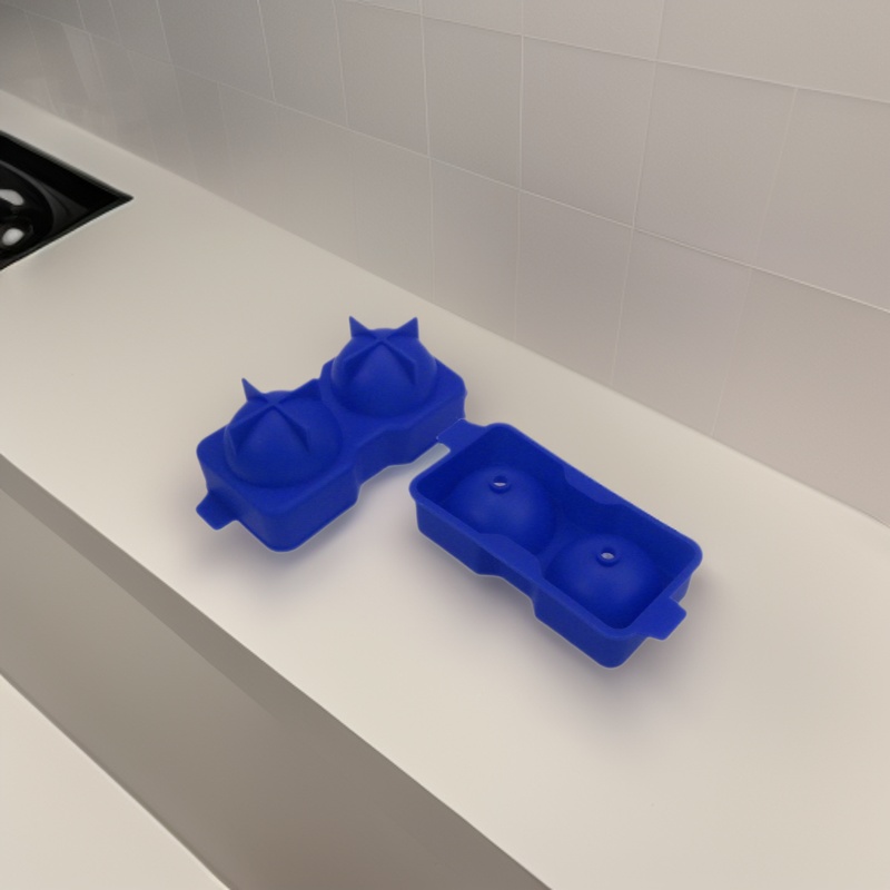 2016新款硅胶2孔圆形冰球模 2连制冰盒 2孔制日用家用