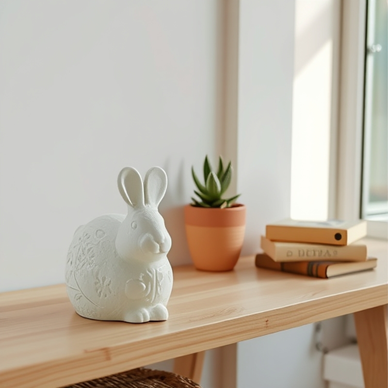 Nórdico abstracto pascua adorable conejo decoración animal blanco minimalista cerámica hogar al por mayor transfronterizo