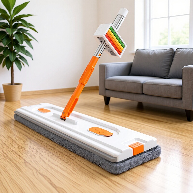 Rainbow Roller Mop with Flat Mop Head, 45 Models, 4 Cloths for Floor Cleaning, No Hand Washing Required