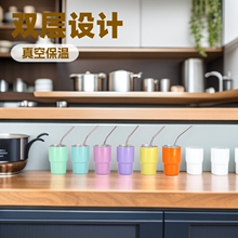 跨境2oz小迷你双层汽车杯304不锈钢真空保温杯带吸管保温保冷烈酒