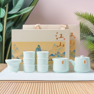 哥窑茶具套装家用陶瓷泡茶壶中式功夫茶杯商务伴手礼品礼盒装