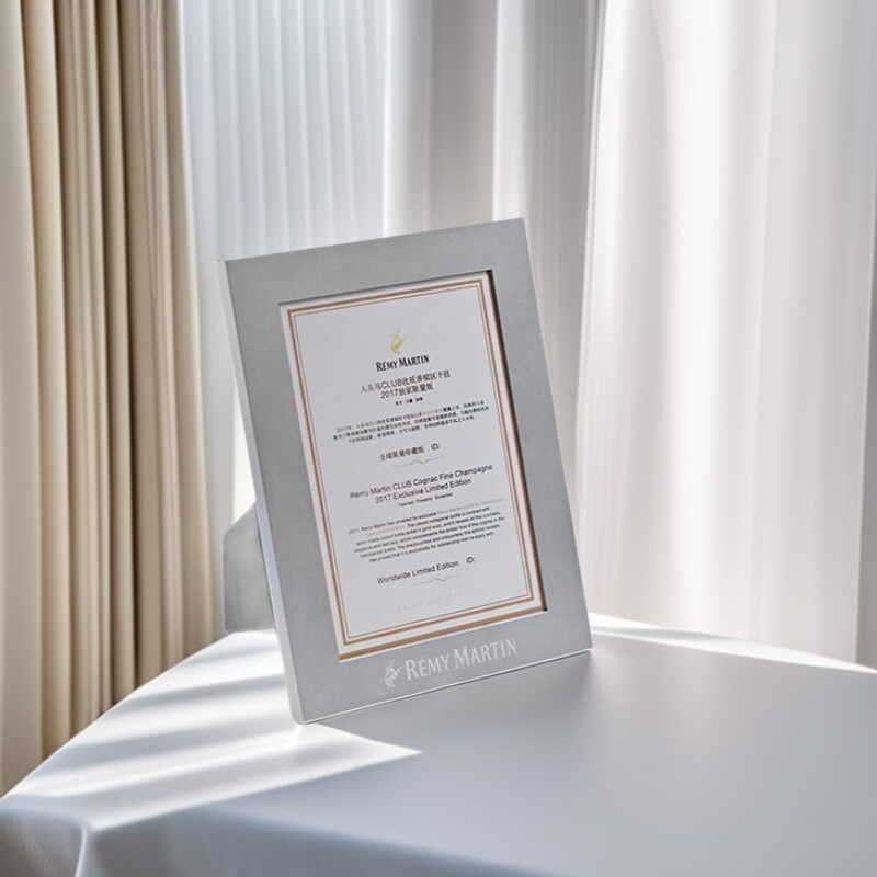 7inch Metal Photo Frame in Silver Brushed Aluminum Alloy, Customizable with Logo, Modern Minimalist Square Photo Frame