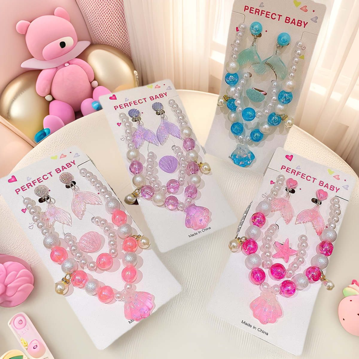 New Children's Necklace Ocean Style Jewelry Cute Girl Shell Bracelet Baby Girl Jewelry Set Gift