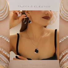 跨境欧美锌合金几何宝石耳环项链首饰套装 水滴镶钻水晶两件套套