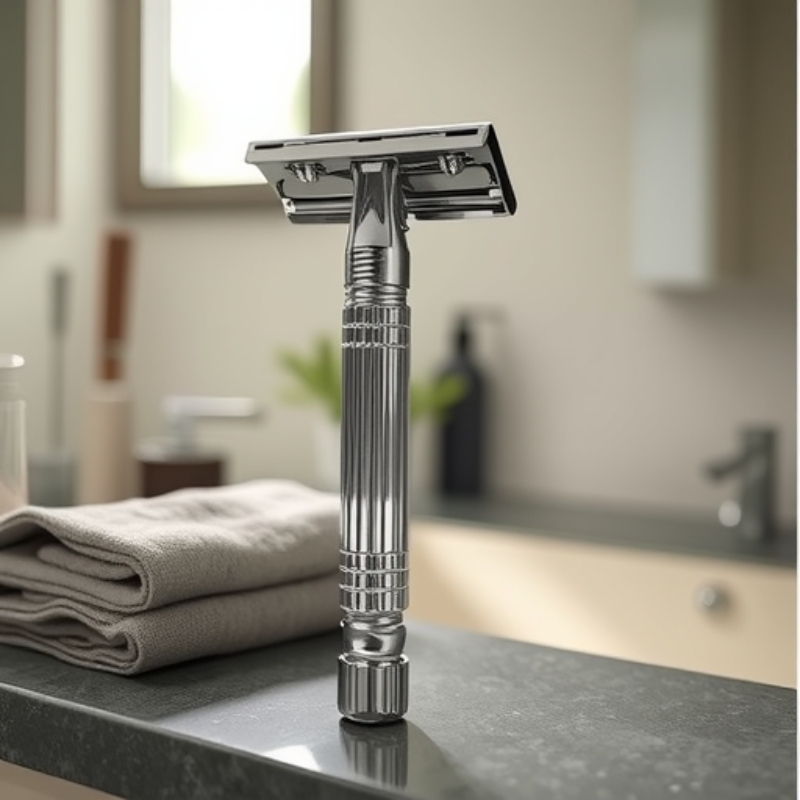 Old-Fashioned Manual Razor Junjie 2003 Shaving Double-Sided Razor Holder Sharp Set Blade