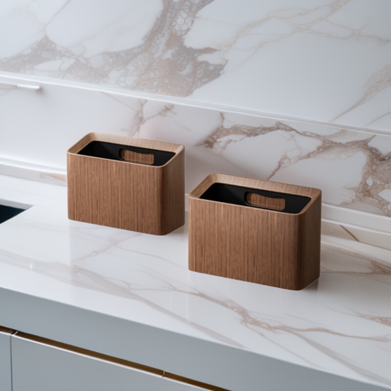 High-Looking Desktop Trash Can for Home Living Room Countertop Box Office Narrow Small Toilet Table High-Looking Paper Basket