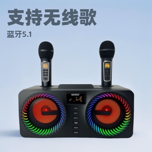 SD-218 home karaoke machine bluetooth stereo dual wireless microphone connection TV universal karaoke support wireless recording