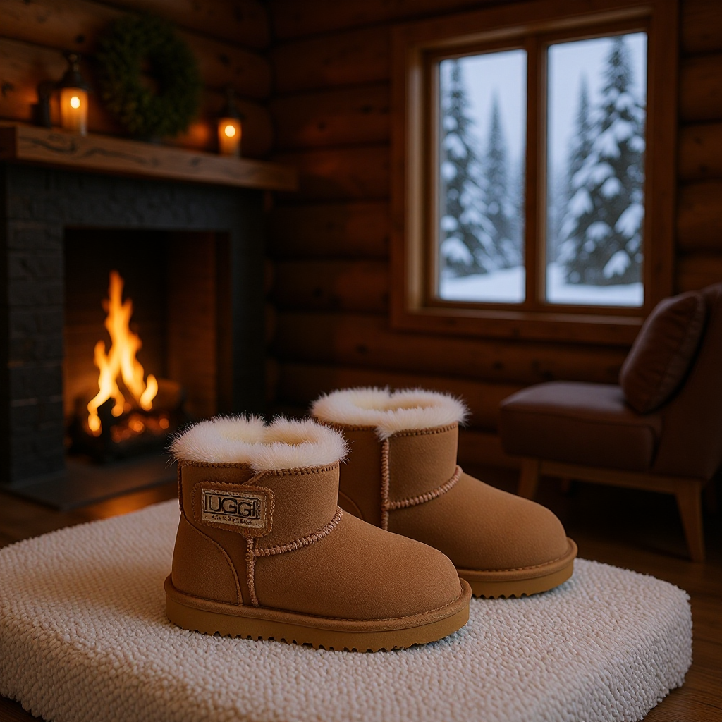 Winter Children's Snow Boots with Sheepskin Lining, Integrated with Magic Tape, Non-Slip Rubber Sole, Fleece-Lined and Thickened Baby Shoes