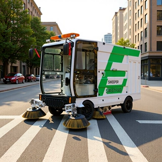 电动四轮清扫车市政环卫物业厂区电动四轮240L挂桶五刷清扫车