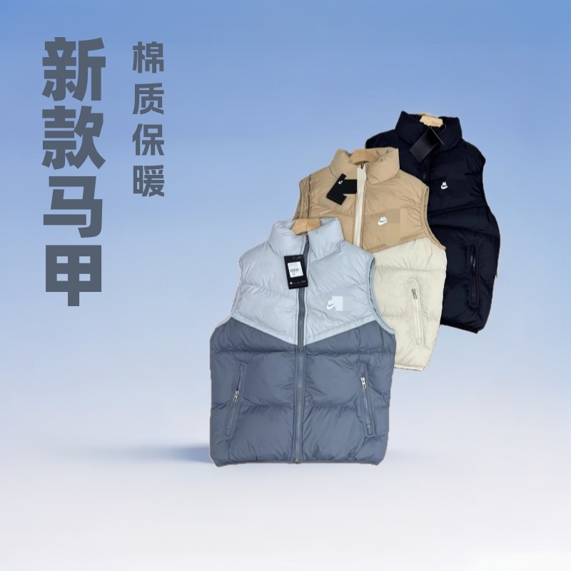 新款nk勾子外贸马甲男装秋冬新款运动外套祤绒棉棉服保暖背心|undefined