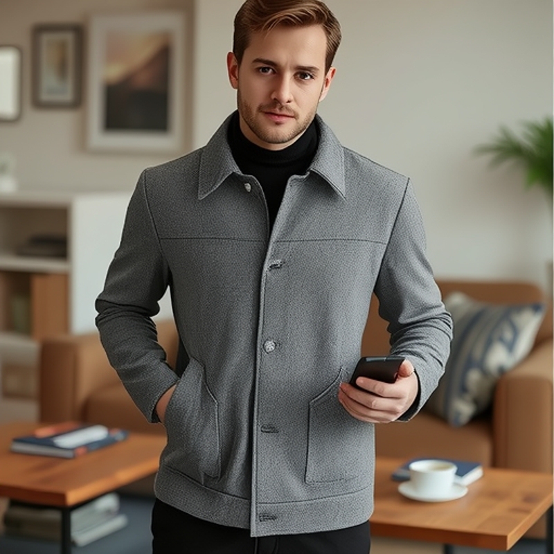 New Herringbone Wool Coat for Men, Casual Loose Short British Style Jacket, 2026 Spring and Autumn Trendy Men's Jacket