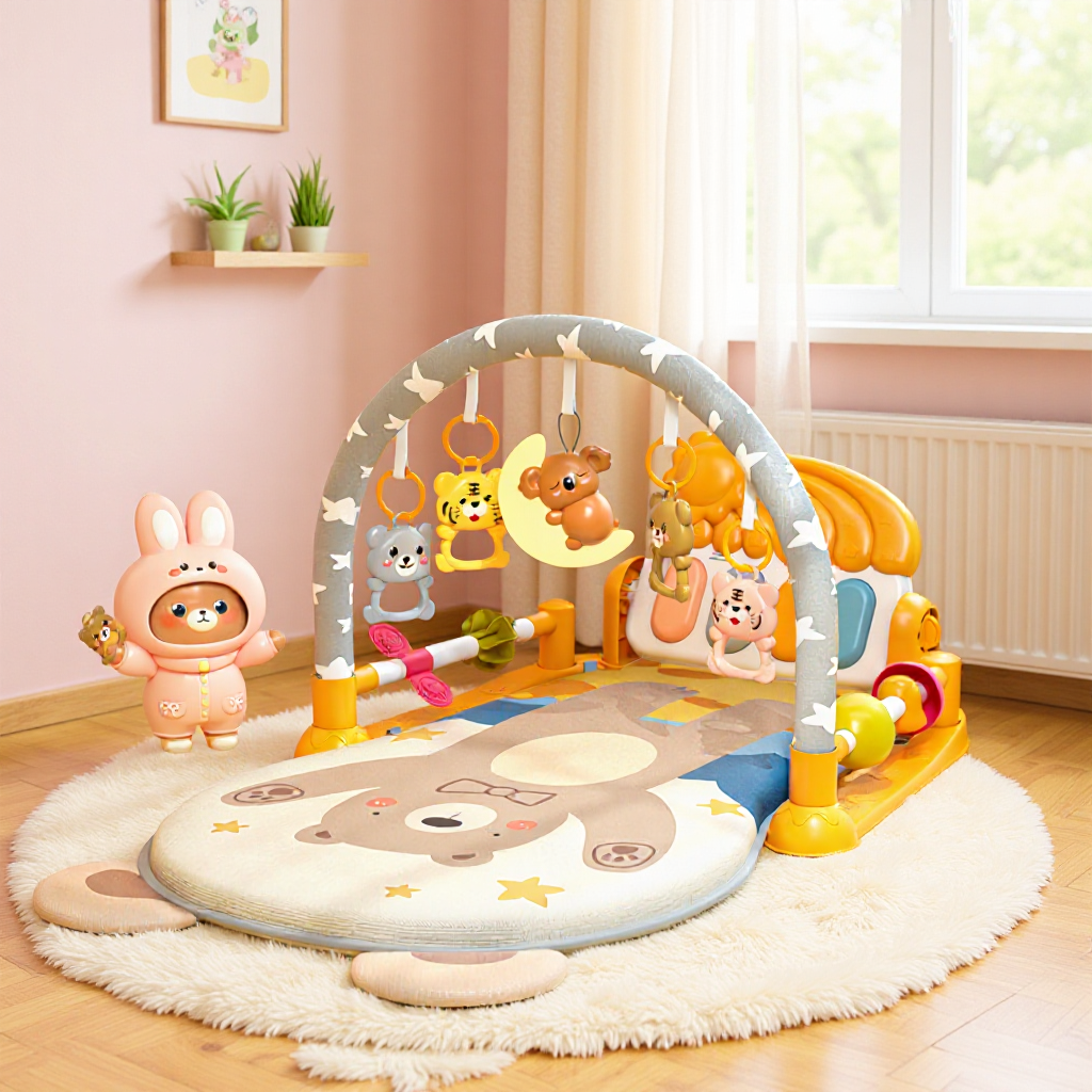 Pedal Piano Baby Fitness Stand Baby Newborn Gift Music Educational Toy Pedal Piano Early Education Mat Cross-Border