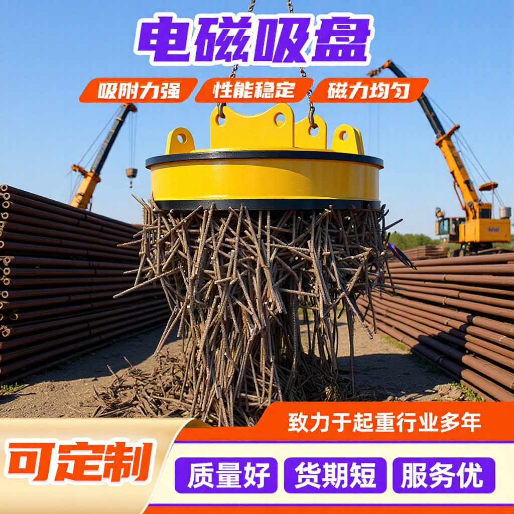吊机用圆形电磁吸盘起重叉车废钢电磁吊小型全密封高频起重吸盘