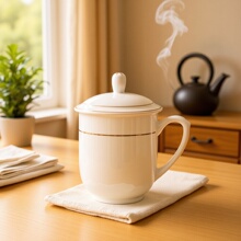 陶瓷带盖会议杯办公会议茶杯水杯单位礼品杯景德镇个人杯定制批发