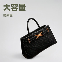 跨境爆款poho手提编织包女大容量女士休闲通勤时尚高级感经典包包