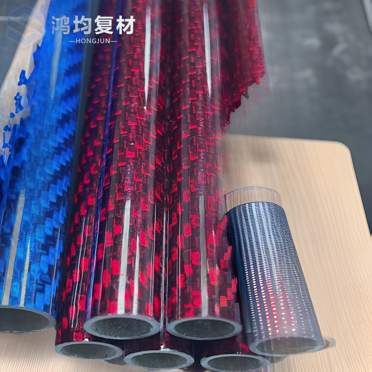 斜纹亮光碳纤维圆管 高强度支架碳纤维管材 彩色3K卷管碳纤维杆