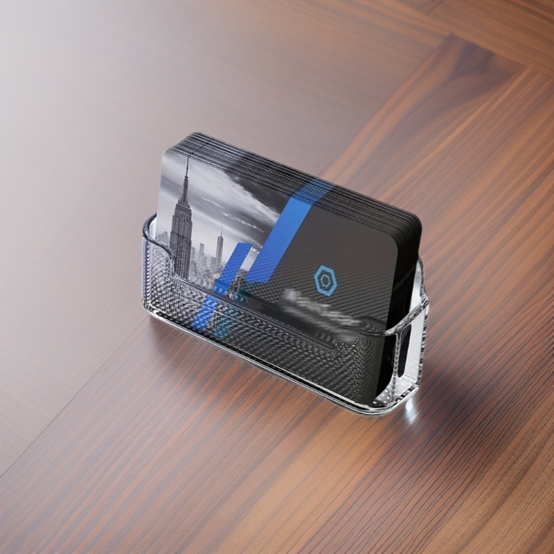 Desktop Universal Wheel Transparent Business Card Holder Acrylic Card Holder Stand Hotel Front Desk Card Storage