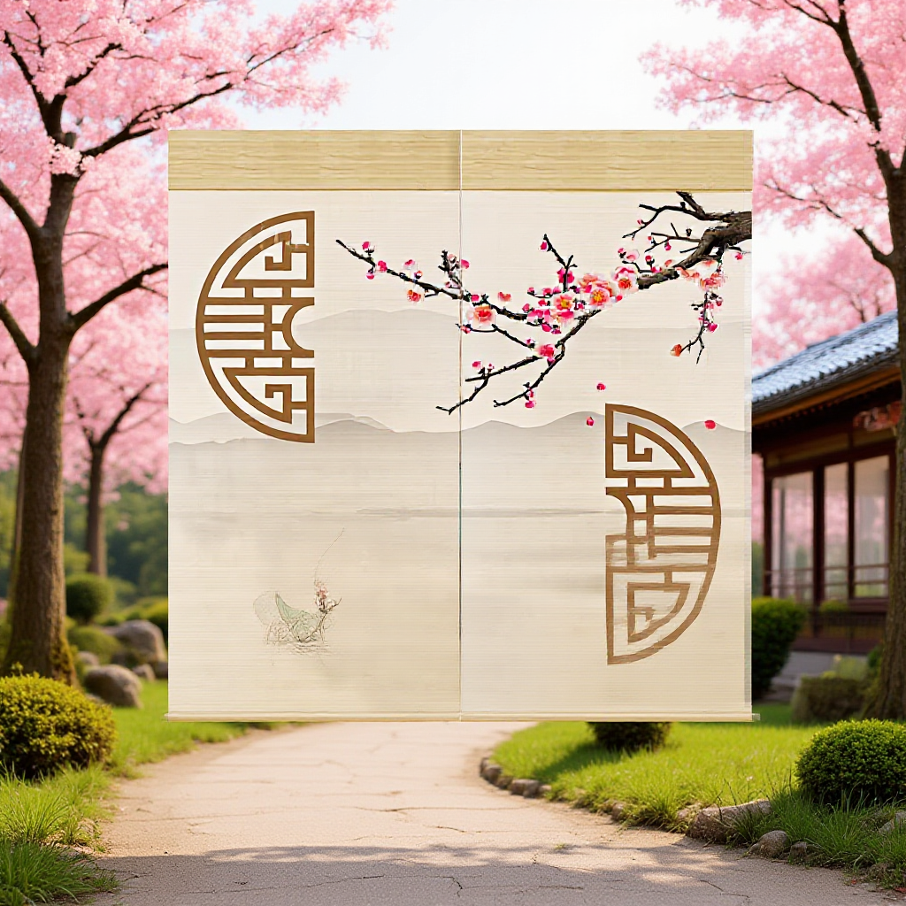 Bamboo Silk and Bamboo Slat Roller Blinds, Printed Partition Curtains, Chinese-Style Decoration Wholesale, Sunshade Balcony Door Curtains, Light-Filtering Bamboo Art