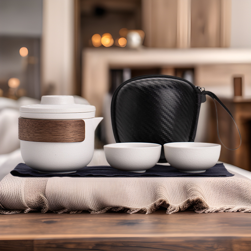 Travel tea set suit ceramic Express Cup portable one pot two cups company business gifts holiday gift logo