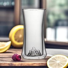 高硼硅玻璃双层杯观山杯家用玻璃红茶杯绿茶杯泡茶杯水杯茶水分离