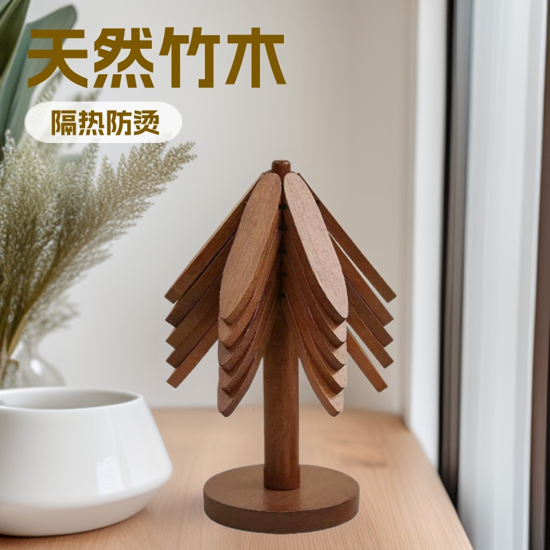 Cross-Border Walnut Tree Heat Insulation Mat, Anti-Scalding, Creative Bamboo Table Mat for Home Dining Table, Tableware Decoration, High Temperature Resistant
