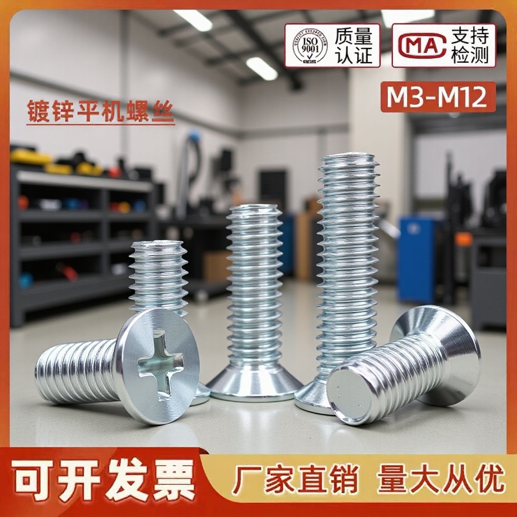 供应镀锌沉头十字槽机螺钉GB819平头十字机螺丝沉头十字螺丝M4M5