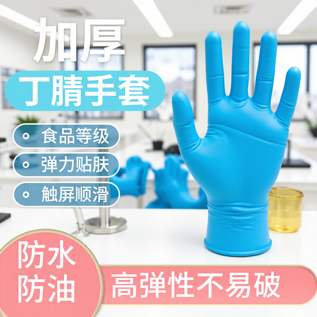 Genuine Disposable Pure Nitrile Gloves Household Thickened Protection Powder-free Food Grade Gloves Durable Waterproof and Oil-proof