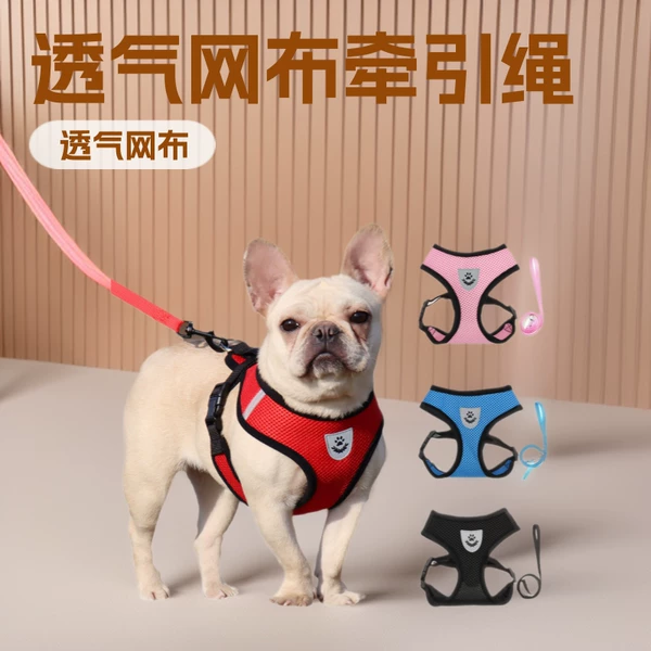 Factory Direct Sales Pet Harness Small and Medium-Sized Dog Leash Breathable Sandwich Mesh Cat Leash