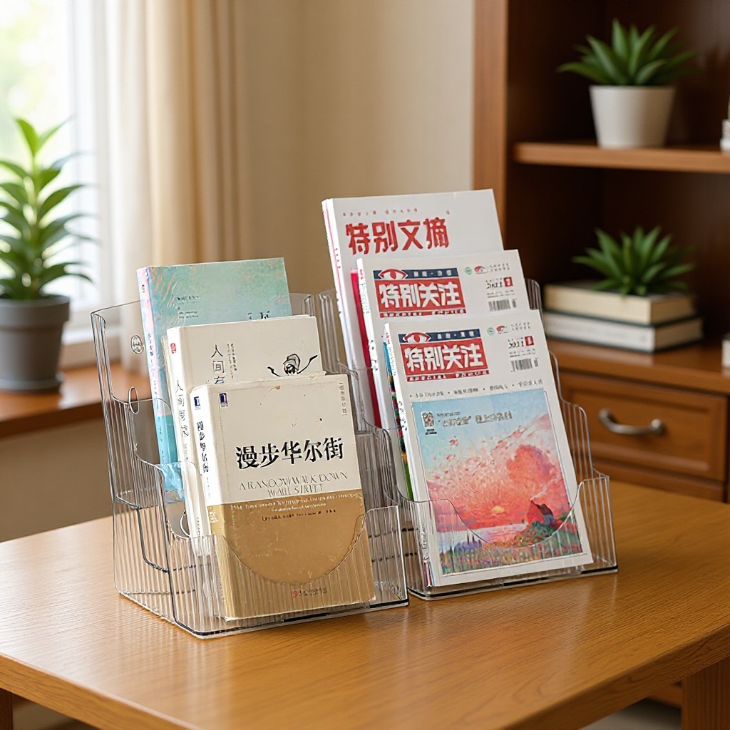 Desktop Bookshelf, Children's Picture Book, No Installation Required, Small Storage, Study Room Shelf, Acrylic Transparent Desktop Organizer Box