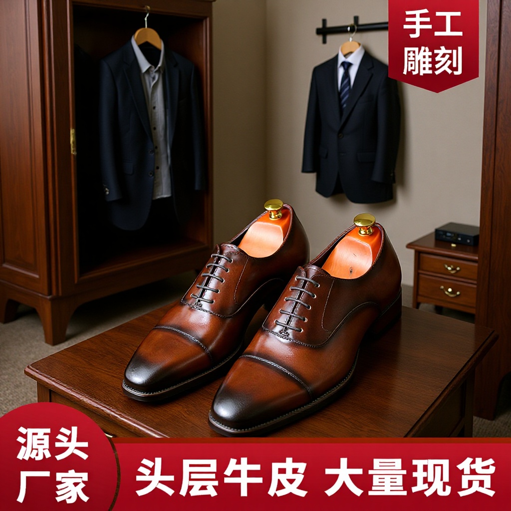 British Oxford Shoes Men's Business Formal Leather Shoes Wedding-Specific Fast Shipping