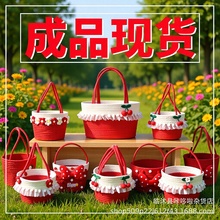 结婚喜糖篮婚庆用品回礼送人随礼送小朋友手提篮子樱桃小花篮收纳