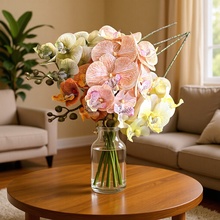 小7头蝴蝶兰假花仿真蝴蝶兰欧式装饰花材秋色婚庆酒店批发