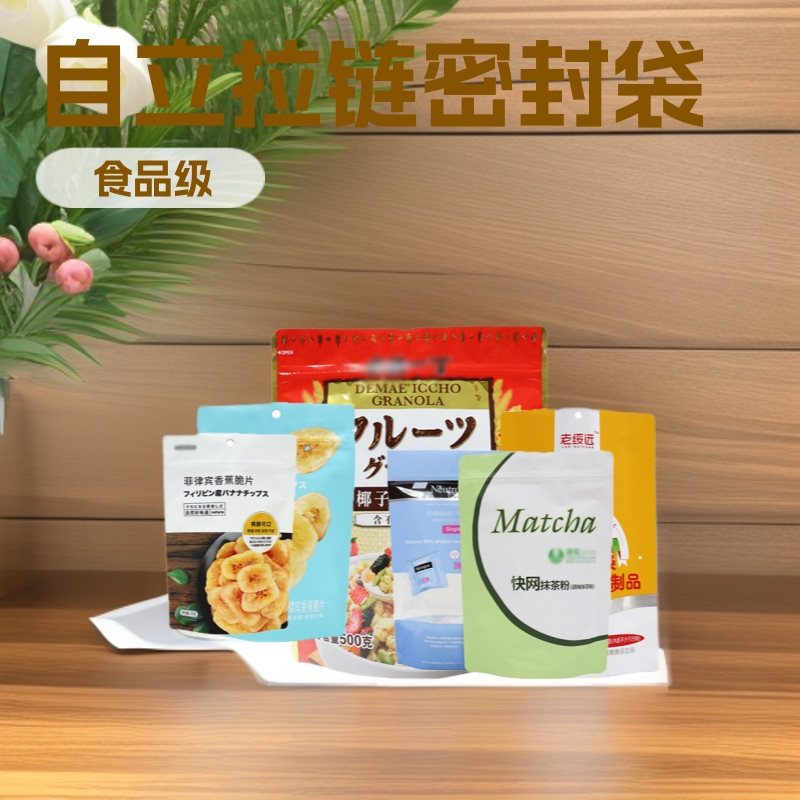 燕麦自立拉链镀铝铝箔袋凹版彩色印刷热封密封食品果干复合包装袋