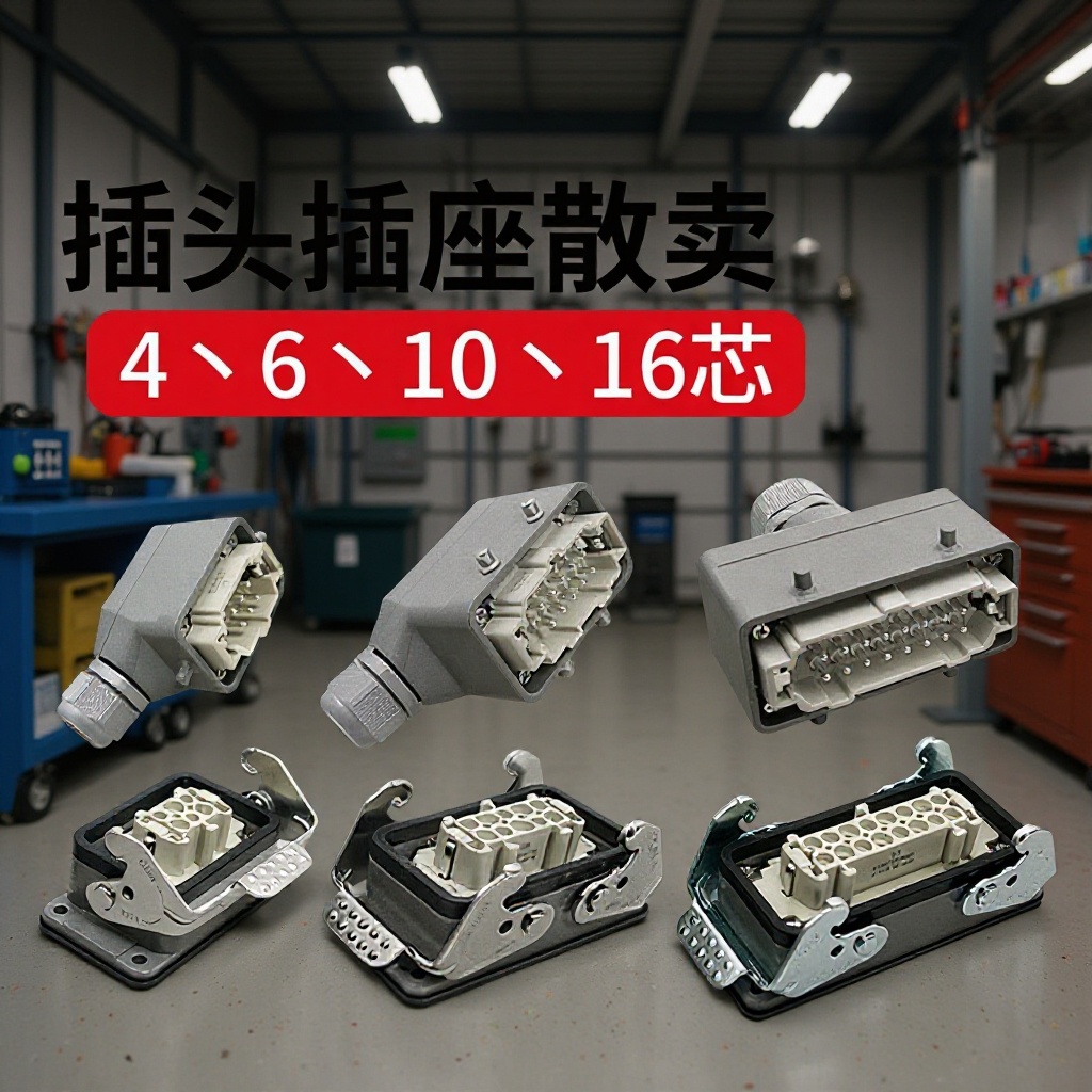 矩形重载连接器HE-20位24芯32针48孔航空工业插头插座级耐高温